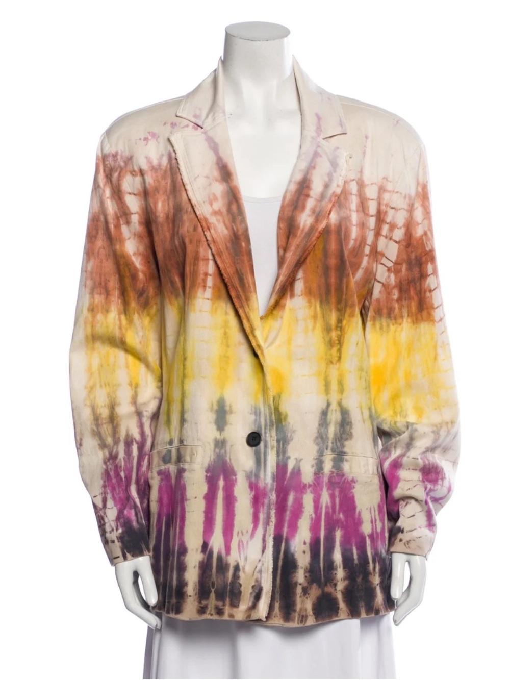 Raquel Allegra Multicolor Tie-Dye Cotton Blazer And Dress Set